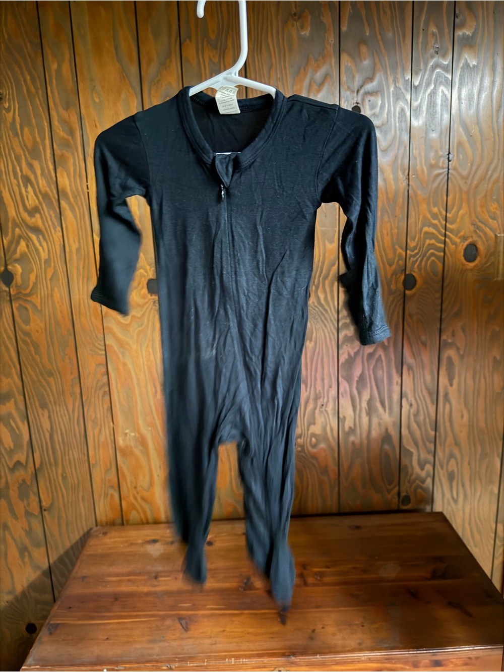 kate quinn Black Zipper Footed One-Piece Pajama